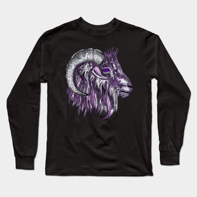 Occult goat chinese zodiac sign Long Sleeve T-Shirt by deadblackpony